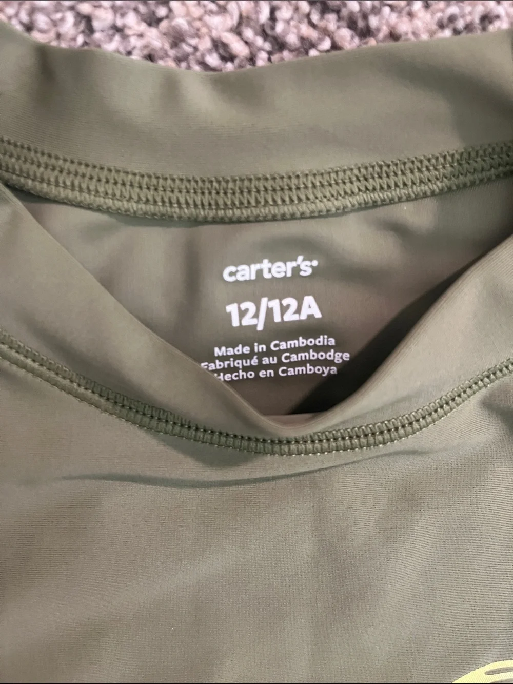 Carter's Olive Green Wave Rider Swim Shirt with Yellow & Teal Graphic